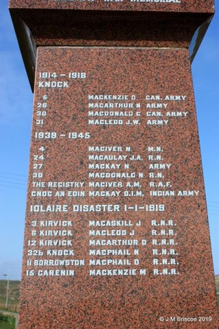Carloway War Memorial - Face 1