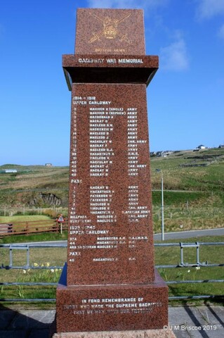 Carloway War Memorial Face 2