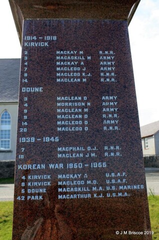 Carloway War Memorial Face 4