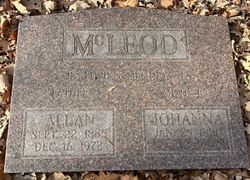 Allan and Johanna Macleod Gravestone, Little Britain Churchyard, Manitoba