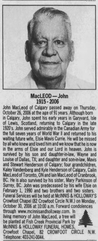 John Macleod Obituary